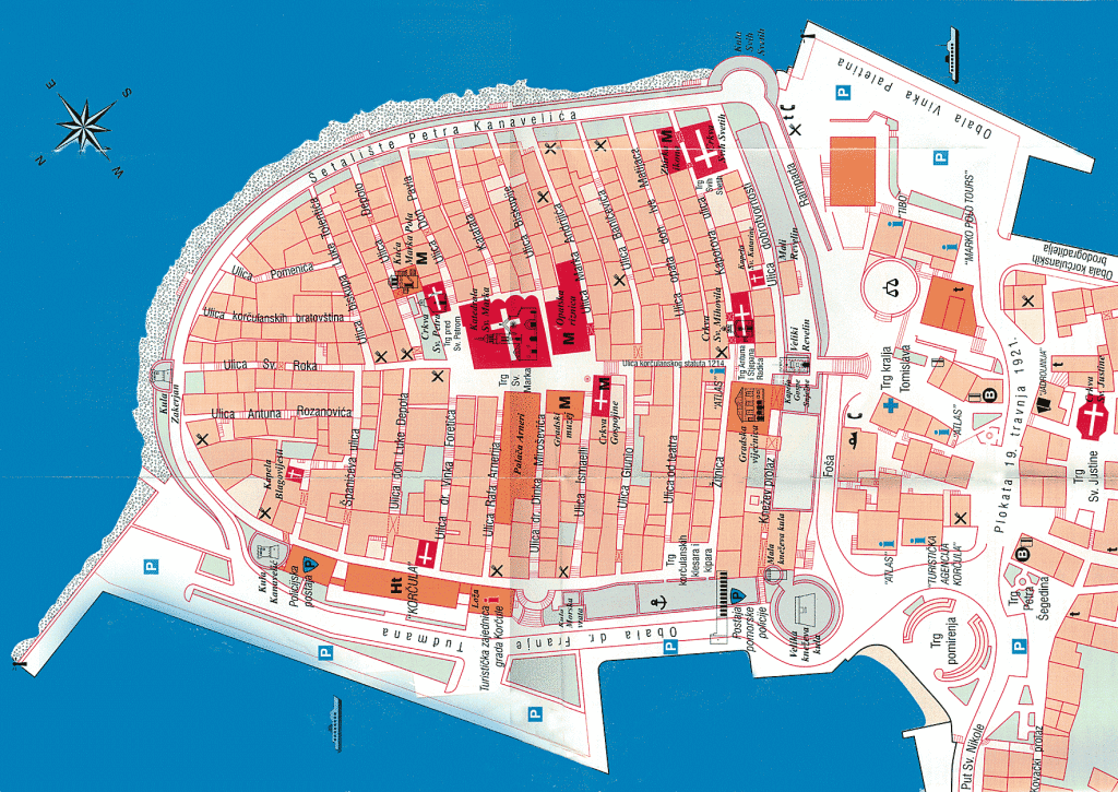Korčula Town Map, Croatia