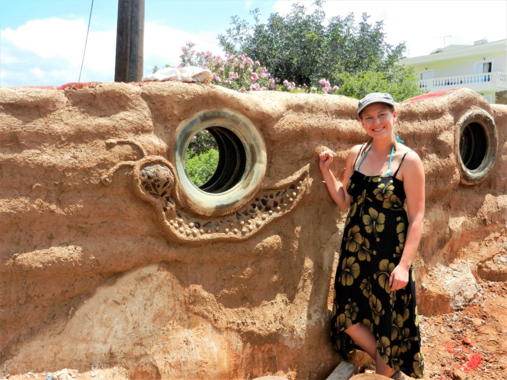 Ashleigh, Earth Building, Stalida, Greece