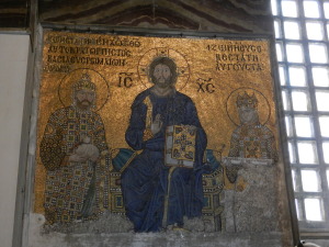 Christian Mosaic in Hagia Sophia, Istanbul, Turkey